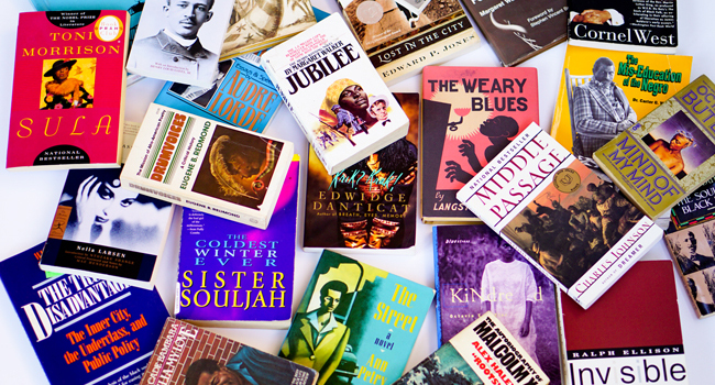Photograph of novels by Black authors